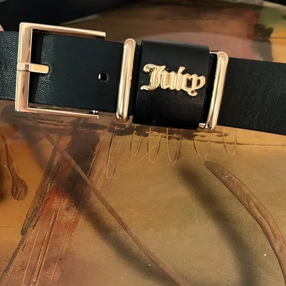 Juicy Couture Signature Logo Belt, Size S/M, Black/Gold - Picture 2 of 6